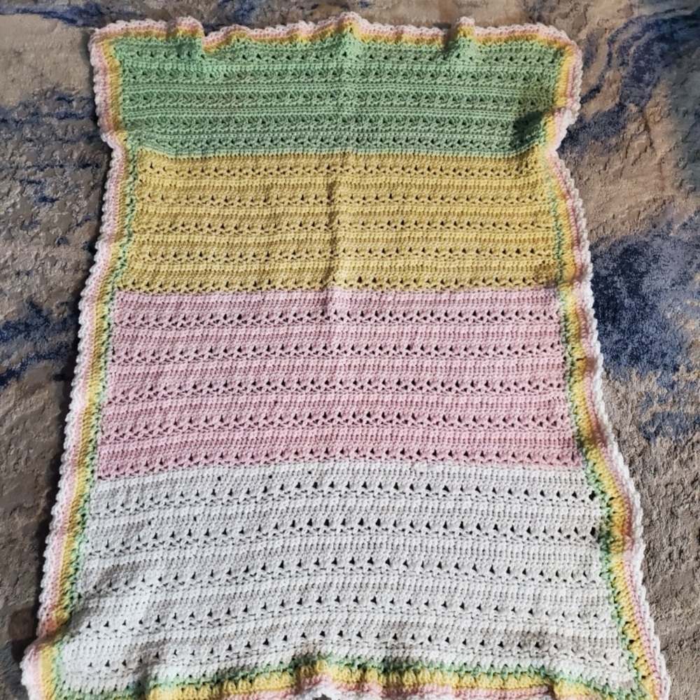 Handmade Crochet Baby Blanket in Pastel Colors